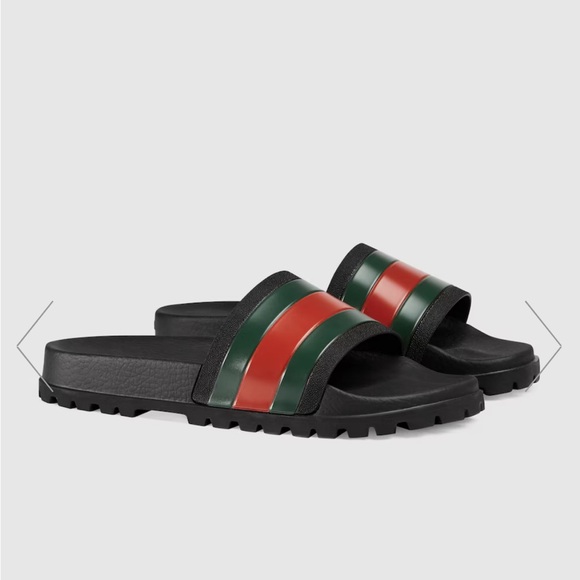 🫒Gucci web slide sandal EUC - Picture 1 of 10